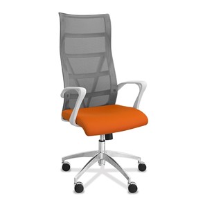 Кресло для руководителя Топ X белый каркас, сетка/ткань TW / серая/оранжевая в Хабаровске