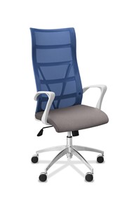 Офисное кресло Топ X белый каркас, сетка/ткань TW / синяя/серая в Хабаровске