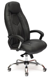 Офисное кресло BOSS Lux, кож/зам, черный/черный перфорированный, арт.9160 в Хабаровске