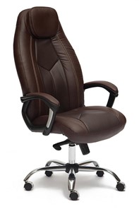 Кресло компьютерное BOSS Lux, кож/зам, коричневый/коричневый перфорированный, арт.9816 в Хабаровске