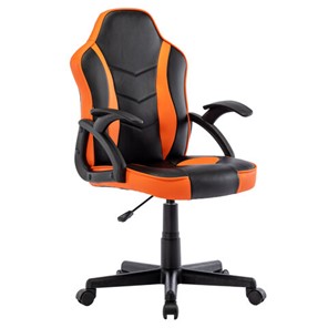 Офисное кресло BRABIX "Shark GM-203", экокожа, черное/оранжевое, 532513 в Хабаровске