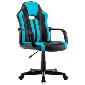 Офисное кресло BRABIX "Stripe GM-202", экокожа, черное/голубое, 532509 в Хабаровске