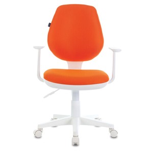 Кресло компьютерное Brabix Fancy MG-201W (с подлокотниками, пластик белый, оранжевое) 532410 в Комсомольске-на-Амуре