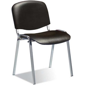 Офисный стул ISO ноги хром +черный кожзам в Комсомольске-на-Амуре