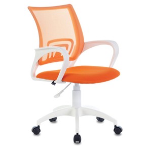 Кресло Brabix Fly MG-396W (с подлокотниками, пластик белый, сетка, оранжевое) 532401 в Хабаровске