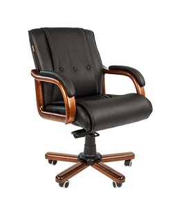 Кресло компьютерное CHAIRMAN 653M кожа черная в Хабаровске