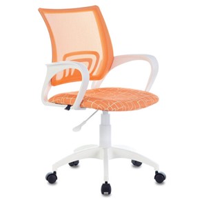 Кресло офисное Brabix Fly MG-396W (с подлокотниками, пластик белый, сетка, оранжевое с рисунком "Giraffe") 532402 в Хабаровске