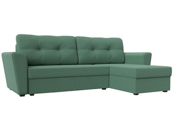 Угловой диван с оттоманкой Амстердам Лайт, Амур зеленый (рогожка) в Хабаровске
