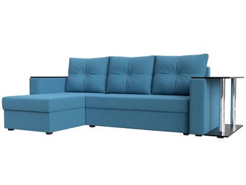 Угловой раскладной диван Атланта Лайт, Амур голубой (микровельвет) в Хабаровске