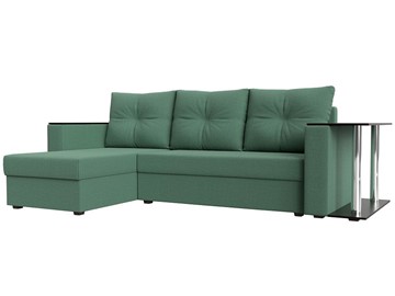 Угловой диван с оттоманкой Атланта Лайт, Амур зеленый (микровельвет) в Хабаровске