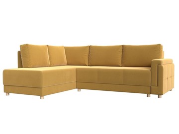 Угловой раскладной диван Лига-024, Желтый (Микровельвет) в Хабаровске