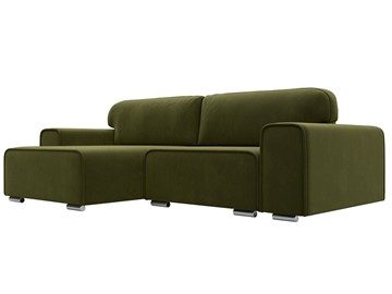 Угловой диван с оттоманкой Лига-029, Зеленый (Микровельвет) в Комсомольске-на-Амуре
