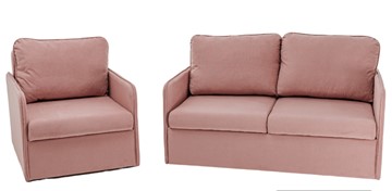 Комплект мебели Brendoss Амира розовый диван + кресло в Хабаровске