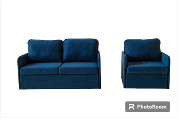 Комплект мебели Brendoss Амира синий диван + кресло в Хабаровске