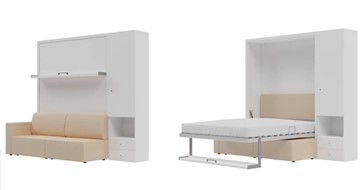 Шкаф-кровать трансформер Кровать-трансформер Smart (ШП+КД 1600), шкаф правый, левый подлокотник в Комсомольске-на-Амуре