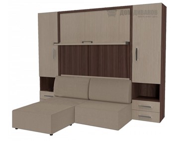 Шкаф-кровать трансформер Кровать-трансформер Smart (ШЛ+КД 1600+ШП+Пуф), 2 шкафа, без подлокотников в Хабаровске