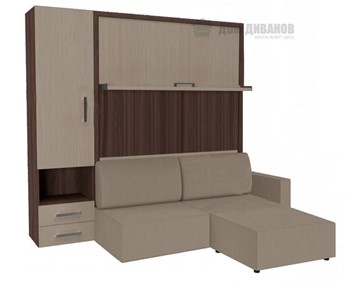 Шкаф-кровать Кровать-трансформер Smart (ШЛ+КД 1400+Пуф), шкаф левый, правый подлокотник в Комсомольске-на-Амуре