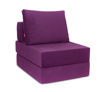 Бескаркасное кресло-кровать Окта, велюр фиолетовый в Хабаровске