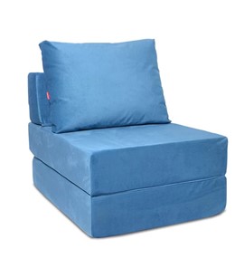 Бескаркасное кресло Окта, велюр синий в Комсомольске-на-Амуре