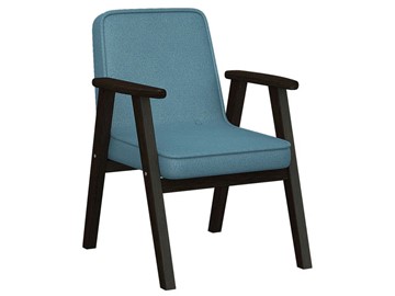 Кресло мягкое Ретро ткань голубой, каркас венге в Хабаровске