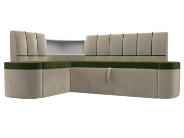 Кухонный диван Тефида, Зеленый\Бежевый (Микровельвет) в Комсомольске-на-Амуре