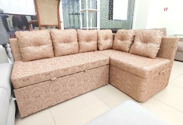 Угловой кухонный диван Яшма 1 ДУ Весь в ткани Жаккард AFINA 06 в Комсомольске-на-Амуре