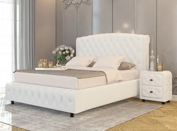 Кровать 2-спальная Salvatore Grand 200x200, Экокожа (Белый) в Хабаровске