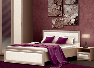 Двуспальная кровать Камелия, 1600, шимо светлый/белый кожзам в Хабаровске