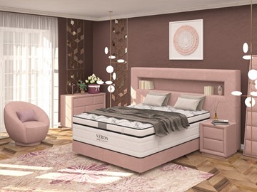 Кровать спальная Smart/Podium M 160х200, Флок (Велсофт Винтажный розовый) в Хабаровске