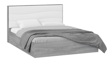 Кровать с мягким изголовьем Миранда тип 1 (Дуб Гамильтон/Белый глянец) в Хабаровске
