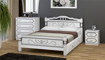 Кровать с выкатными ящиками Карина-5 (Белый Жемчуг) 160х200 в Комсомольске-на-Амуре