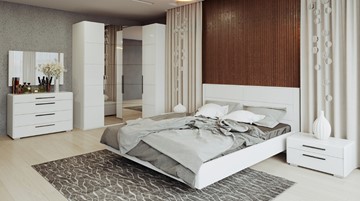 Модульная спальня Наоми №4, цвет Белый глянец в Комсомольске-на-Амуре