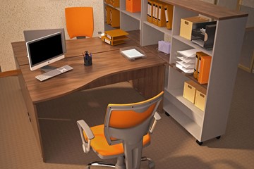 Офисный комплект мебели Милан для 2 сотрудников со стеллажом в Комсомольске-на-Амуре