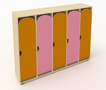 Детский распашной шкаф ШГ5У Беж+Оранжевый+Розовый в Хабаровске