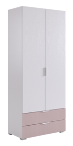 Шкаф двухдверный с ящиками Зефир 108.01 (белое дерево/пудра розовая (эмаль)) в Хабаровске