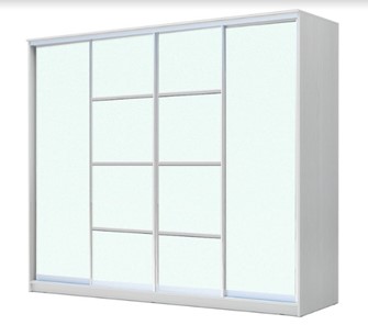 Шкаф 4-х дверный ХИТ 22-4-24/2-8888, с матовым стеклом, разделительные планки х2, Белый в Хабаровске