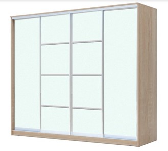 Шкаф 4-х дверный ХИТ 23-24/2-8888, с матовым стеклом, разделительные планки х2, Дуб сонома в Хабаровске