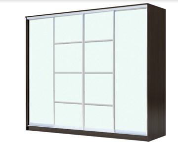 Шкаф 4-х дверный ХИТ 23-24/2-8888, с матовым стеклом, разделительные планки х2, Венге в Хабаровске