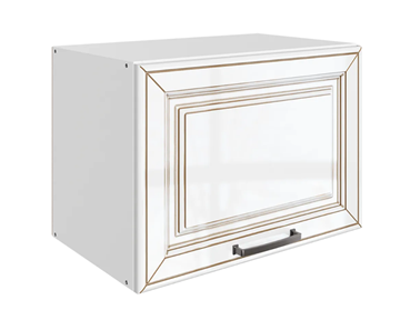 Кухонный шкаф Атланта L500 Н360 (1 дв. гл.) эмаль (белый/белый глянец патина золото) в Комсомольске-на-Амуре