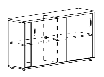 Шкаф-купе низкий Albero, для 2-х столов 60 (124,4х36,4х75,6) в Хабаровске