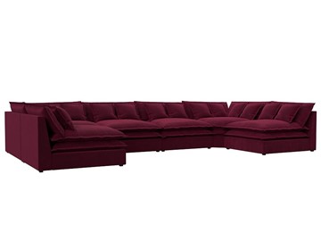Большой П-образный диван Лига-040, Бордовый (микровельвет) в Хабаровске