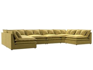 Большой П-образный диван Лига-040, Желтый (микровельвет) в Хабаровске
