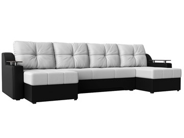 П-образный диван Сенатор, Белый/Черный (Экокожа) боннель в Хабаровске