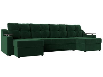 Большой П-образный диван Сенатор, Зеленый (Велюр) боннель в Хабаровске