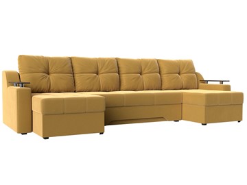 Большой П-образный диван Сенатор, Желтый (Микровельвет) боннель в Хабаровске
