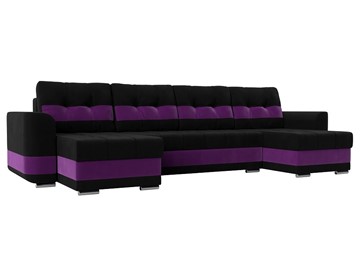 П-образный диван Честер, Черный/фиолетовый (вельвет) в Хабаровске
