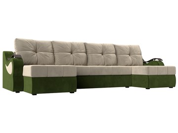 П-образный диван Меркурий П, Бежевый/зеленый (вельвет) в Хабаровске