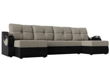 П-образный диван Меркурий П, Корфу 02 (рогожка)/черный (экокожа) в Хабаровске
