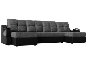 П-образный диван Меркурий П, Серый/черный (рогожка/экокожа) в Хабаровске
