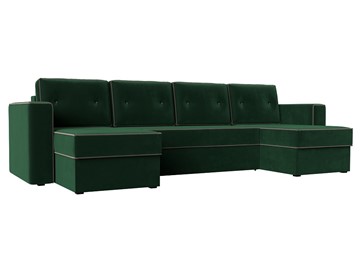 П-образный диван Принстон, Зеленый\Коричневый (Велюр) боннель в Комсомольске-на-Амуре